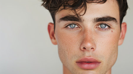 Close-Up Portrait of a Man With Blue Eyesの素材