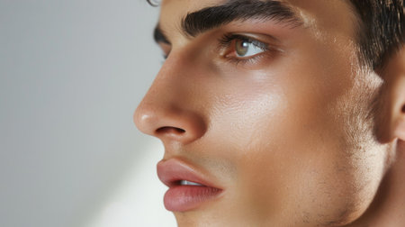 Close-Up Portrait of Mans Faceの素材