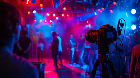 Camera Filming a Performance at a Nightclubの素材