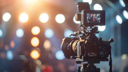 Camera on Tripod Recording Concert Stageの素材