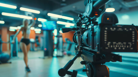 Filming a Workout in a Gymの素材
