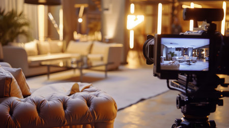 Camera Filming Modern Living Roomの素材