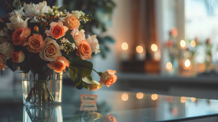 Rose Bouquet on Glass Tableの素材