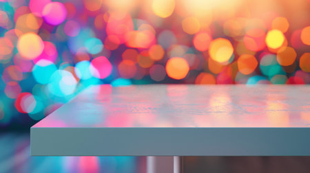 Tabletop With Blurred Colorful Lightsの素材