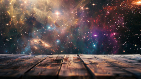 Wooden Plank Against Starry Night Skyの素材