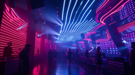 Nightclub Interior With Colorful Lightsの素材