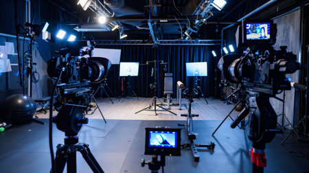 Studio Setup for a Fitness Video Shootの素材