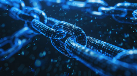 Blue Digital Blockchain Links in Cyberspaceの素材