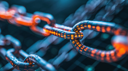 Digital Blockchain Visualization With Glowing Nodesの素材