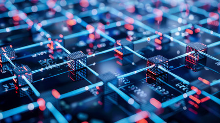 Intricate Circuit Board With Glowing Connectionsの素材