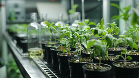 Green Plants Growing In A Laboratoryの素材