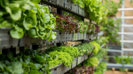 Vertical Garden With Fresh Greensの素材