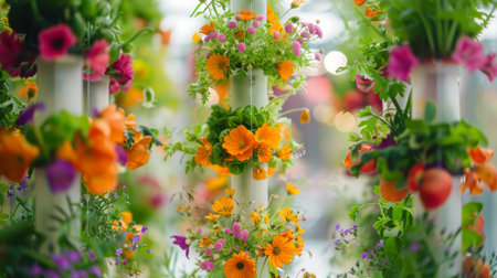 Colorful Flowers in Vertical Gardenの素材
