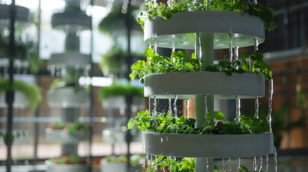 Vertical Hydroponic Garden With Water Flowの素材