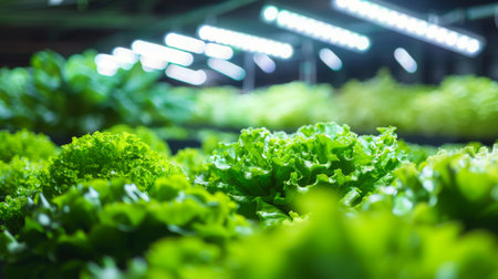Indoor Lettuce Farm Under Artificial Lightの素材