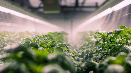 Indoor Green Plants Under Mist Systemの素材