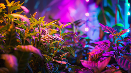 Indoor Plants Under Colorful Lightsの素材