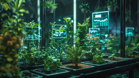 Indoor Plants Monitored by Digital Displaysの素材
