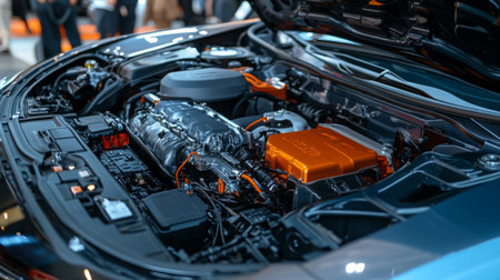 Electric Vehicle Engine Component Showcase at Automotive Expoの素材