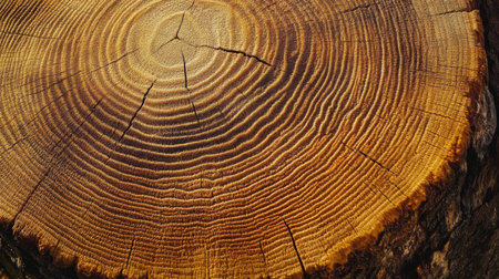 Tree Ring Patterns Displayed on a Cross-Section of a Timber Logの素材