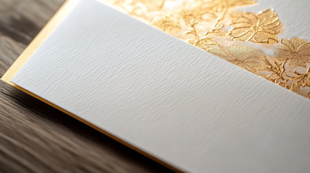 Elegant Gold Foil Detailing on Textured Cardstock in Natural Lightの素材
