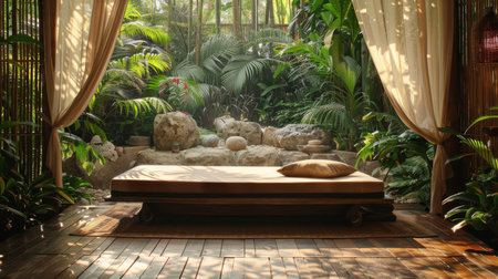 Tranquil Tropical Garden Bedroom at Dawnの素材