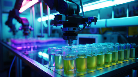 Robotic Arm Conducting Nighttime Lab Experimentの素材