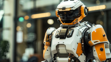 Advanced Humanoid Robot Standing in a Modern Facilityの素材
