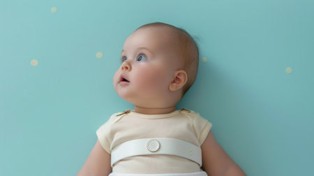 Baby Wearing Diaper and Looking Upの素材