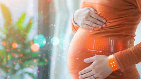 Pregnant Woman Holding Belly, Croppedの素材