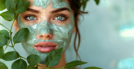 Woman Wearing Green Face Maskの素材