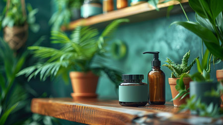 Bottle of Lotion on Wooden Shelfの素材