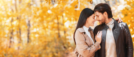 Romantic tender lovers whispering each other words of loveの写真素材