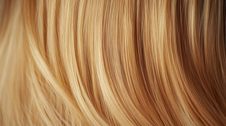 Close-up of flowing blonde hair with soft texture and natural highlights in daylightの素材