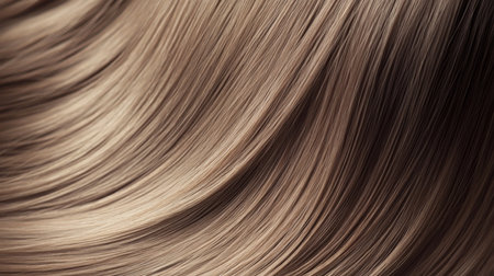 Smooth, shiny brown hair flowing elegantly in natural lightの素材
