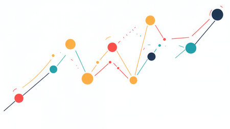 Abstract data visualization illustrating upward trend in statistics and finance analysisの素材