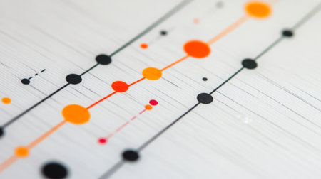 Colorful abstract data visualization with circular elements on a textured backgroundの素材