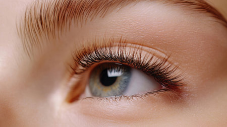 Close-up of a persons eye highlighting unique details and natural beauty during daylightの素材