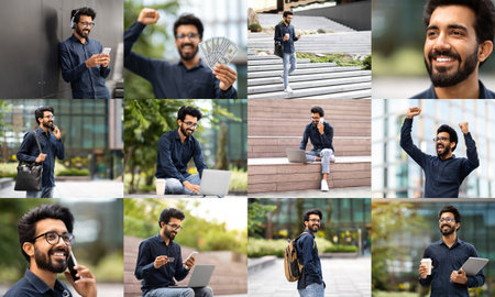 Man Enjoying Various Activities in Urban Park Setting During Daylight