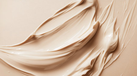 A close-up of creamy foundation, swirled into smooth linesの素材
