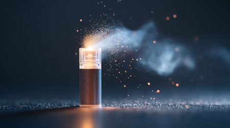 A close-up view of a lighter igniting with sparks and smoke in a dark atmosphereの素材