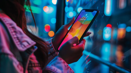 Woman Holding Smart Phone, Croppedの素材