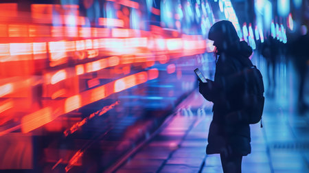 Person Standing in Front of Wall With Cell Phoneの素材
