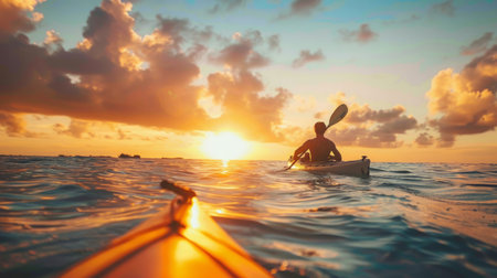 Person Riding Kayak on Body of Waterの素材