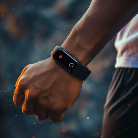 Close Up of Person Holding Wrist of Apple Watchの素材