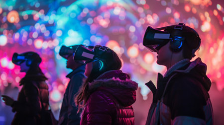Group Of People Wearing Virtual Headsetsの素材