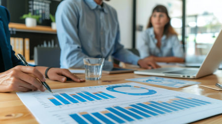 Business Team Analyzing Financial Charts During Meetingの素材