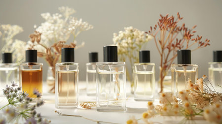 Assortment of Perfume Bottles With Dried Flowersの素材