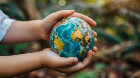Person Holding Small Globe in Handsの素材