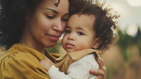Woman Holding Baby in Her Armsの素材